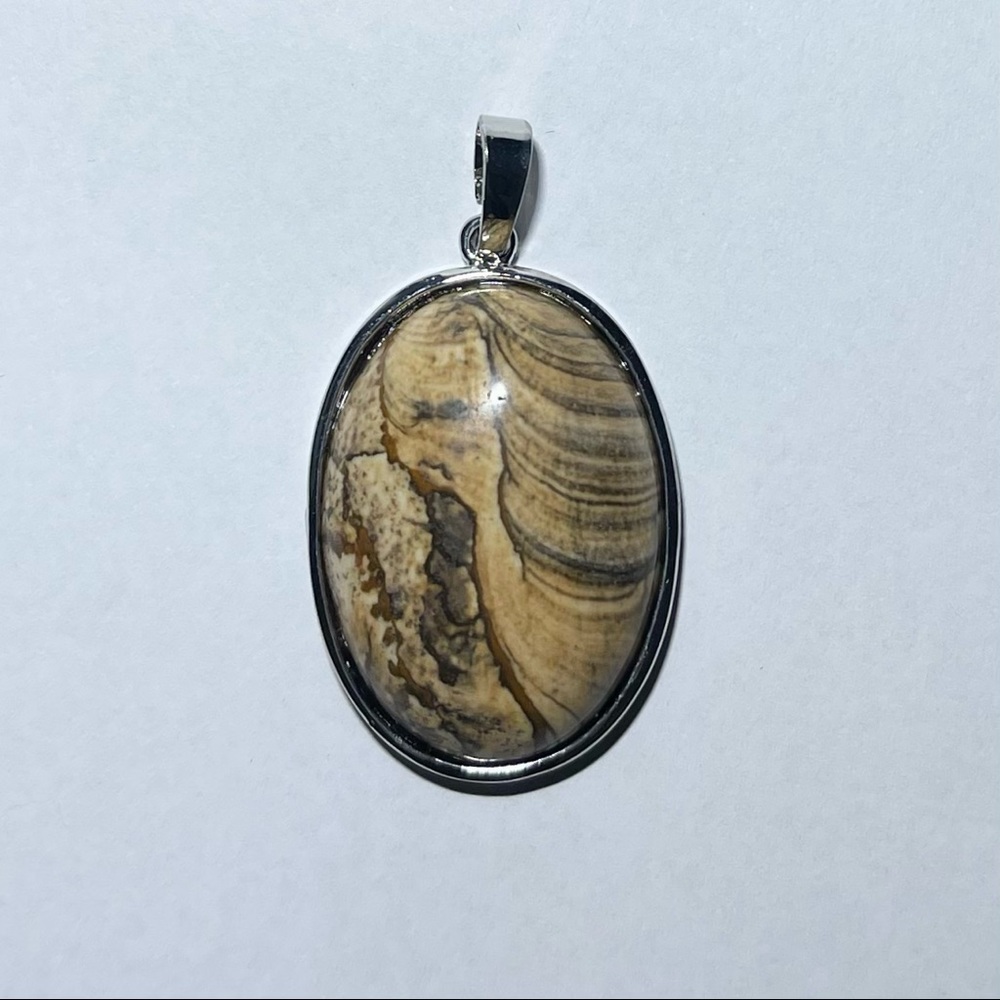 Picture Jasper Oval Necklace